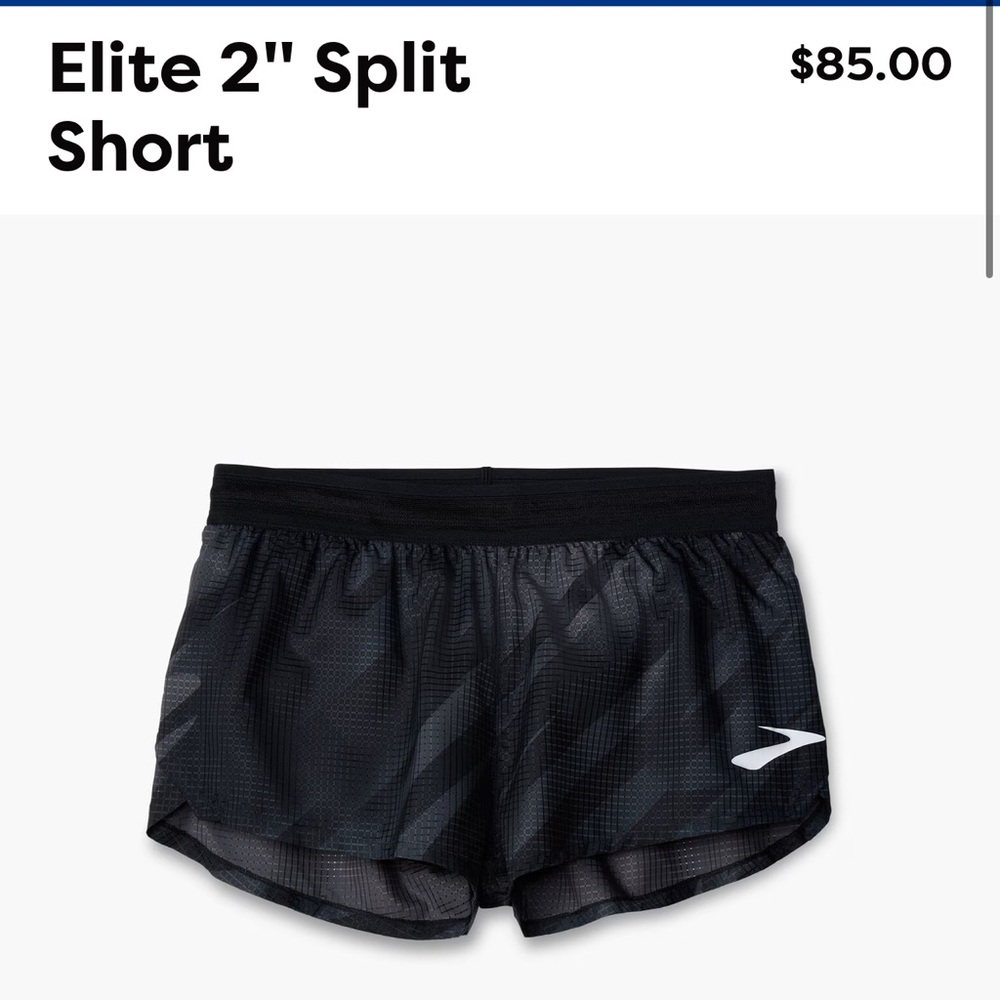 NWT Brooks Elite 2” Split Short